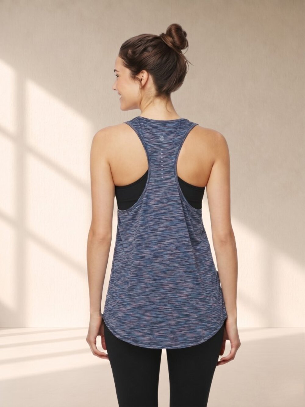 Tangerine Space Dye Racerback Athletic Tank Reflective Logo Workout